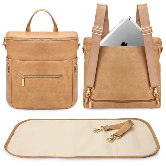 Diaper Bag Backpack Baby Diaper Bag, Large Leather Diaper...